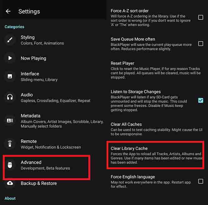 BlackPlayer Settings > Advanced > Caches > Clear Library Cache How to Fix BlackPlayer Not Detecting Music Full Guide (2026)