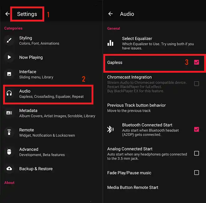 Gapless: Enable gapless for seamless transitions between tracks Blackplayer Ultimate Guide